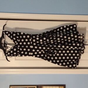 Sz Small Hell Bunny Polka Dot Halter Dress Black White Rockabilly Retro 50s